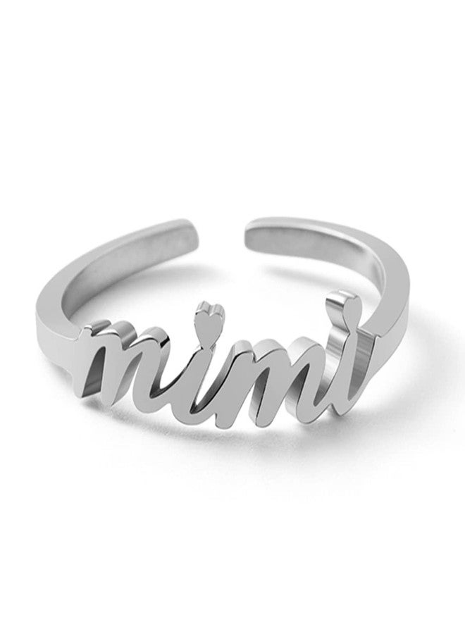 CHENVA Grandmother Gift Mimi Ring Nana Ring Dainty Ring Jewelry for Grandmother (Mimi Ring silver) - Image 1